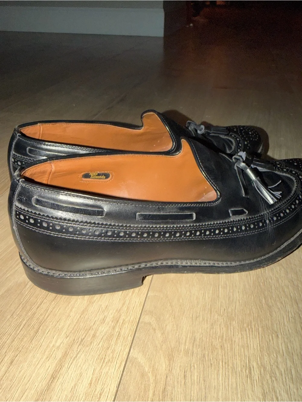 Allen Edmonds Manchester Black Leather Tassel Wingtip Loafers Size 10.5 D 8507